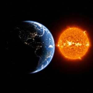 Imagem Sol e Terra criada por IA - Gemini